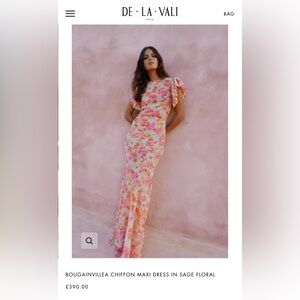 De La Vali Bougainvillea Dress in UK size 10 sage foral